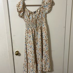 Cream floral print maxi dress